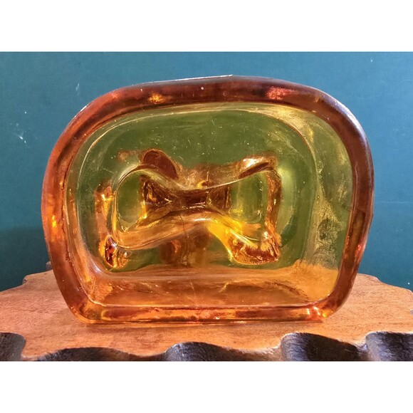 Vintage Kanawha Praying Hands Amberina UV Reactive Glass Paperweight 5"x4"x3" - Picture 14 of 14